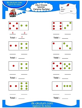 Çocuklar İçin toplam işlemi yaprak testleri 